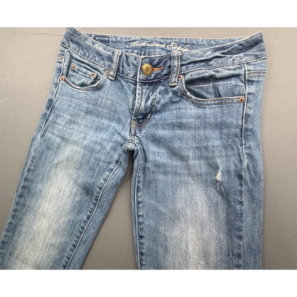 American Eagle Boyfriend Jeans Stretch Low Rise Blue Denim | Women's 0 Regular